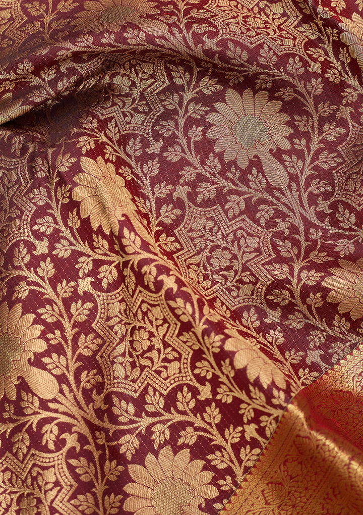 Maroon Dharmavaram Pure Silk Saree