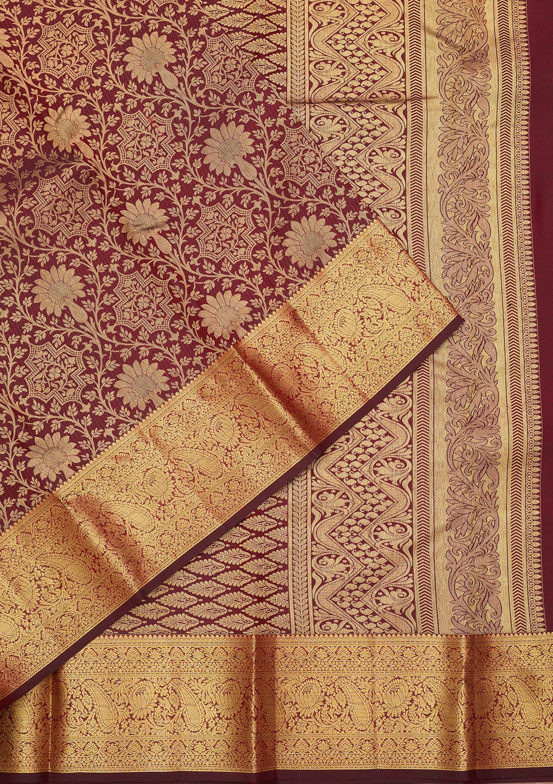 Maroon Dharmavaram Pure Silk Saree