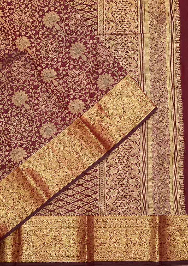 Maroon Dharmavaram Pure Silk Saree