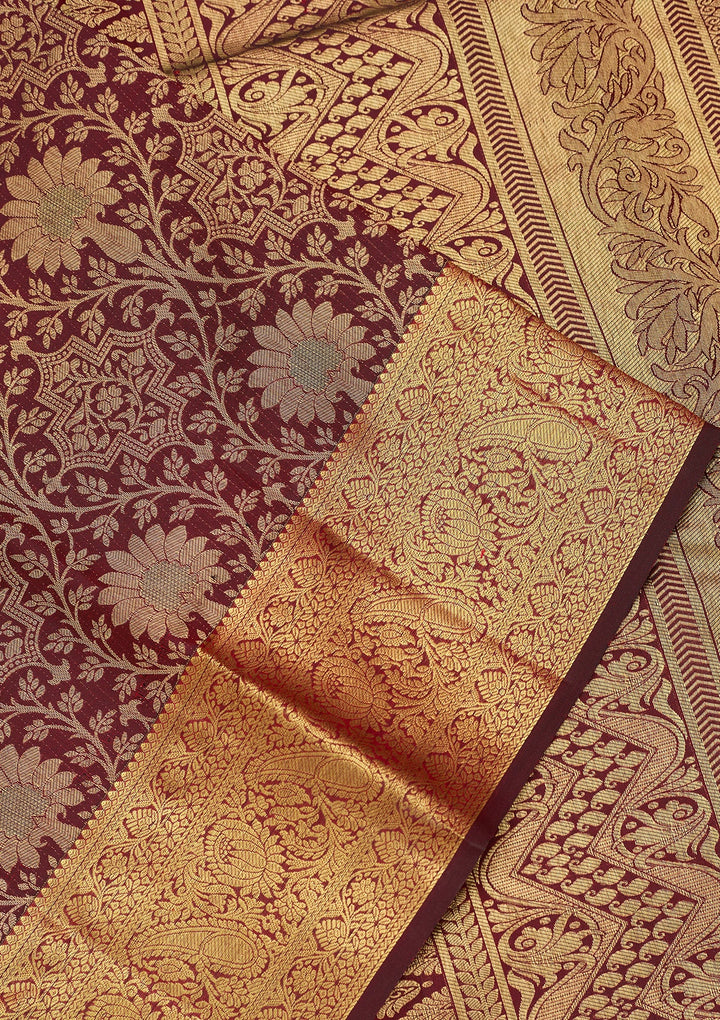 Maroon Dharmavaram Pure Silk Saree