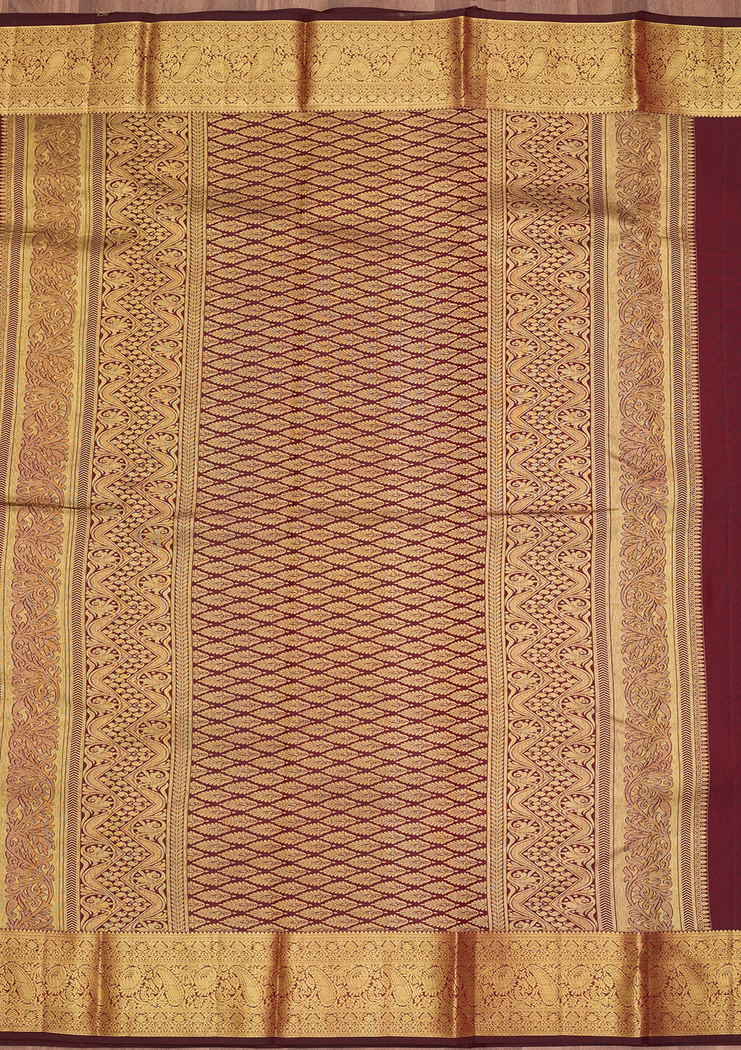 Maroon Dharmavaram Pure Silk Saree