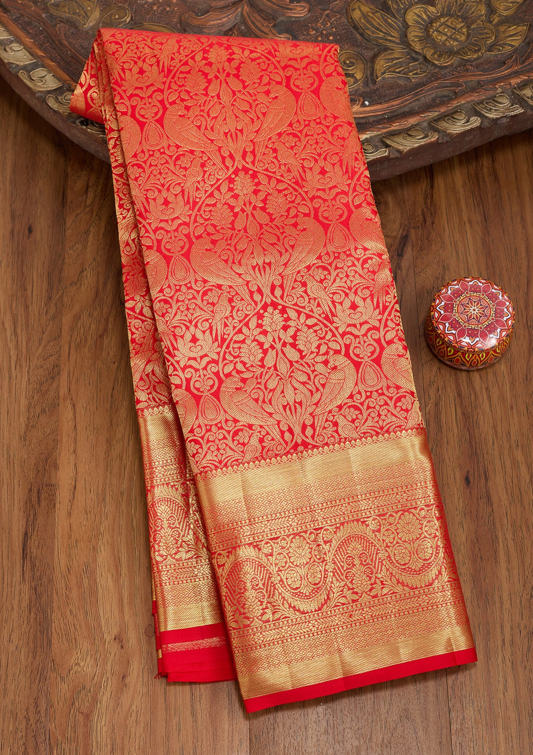 Red Dharmavaram Pure Silk Saree