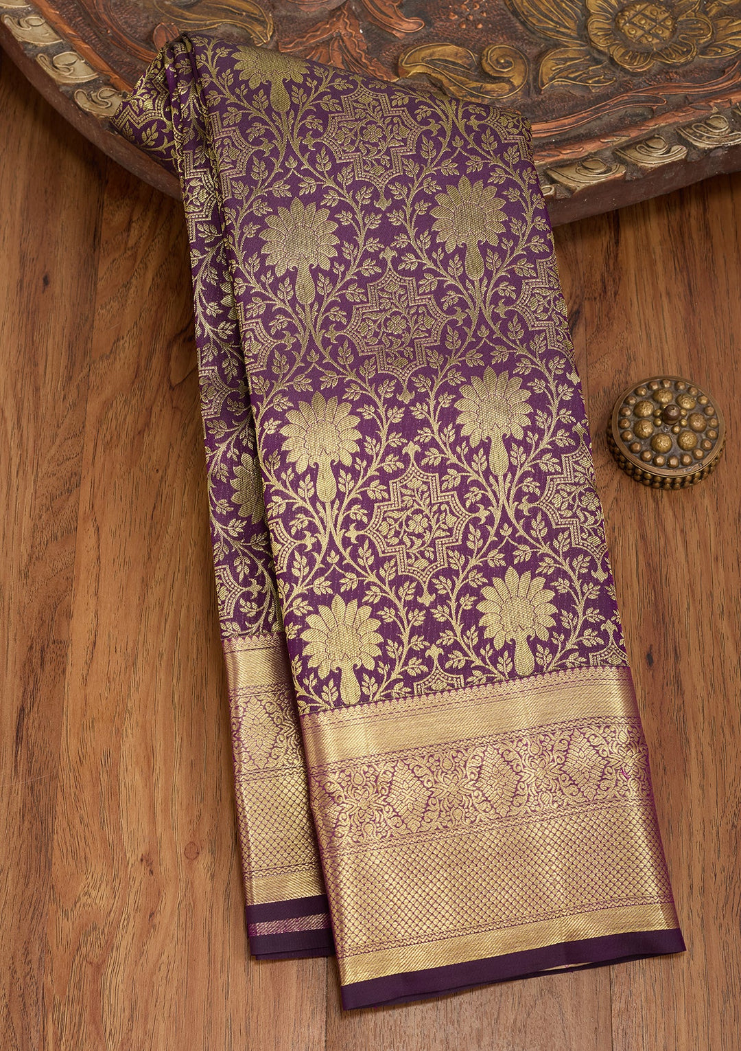 Purple Dharmavaram Pure Silk Saree