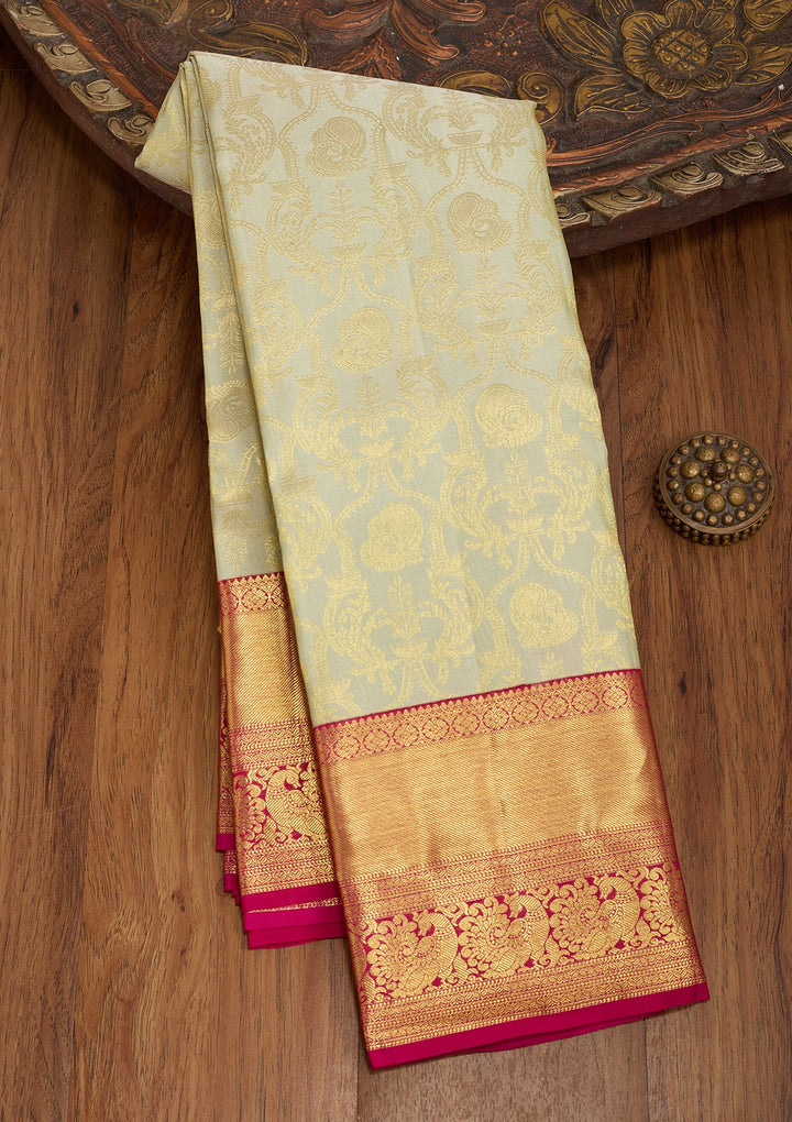 Pista Green Dharmavaram Pure Silk Saree