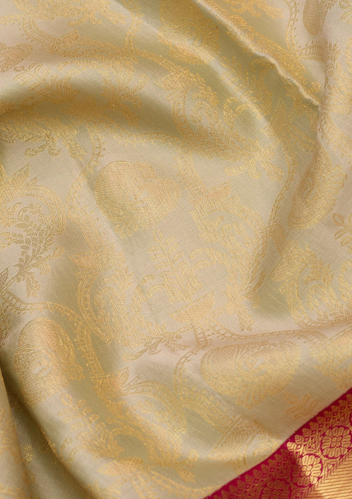 Pista Green Dharmavaram Pure Silk Saree