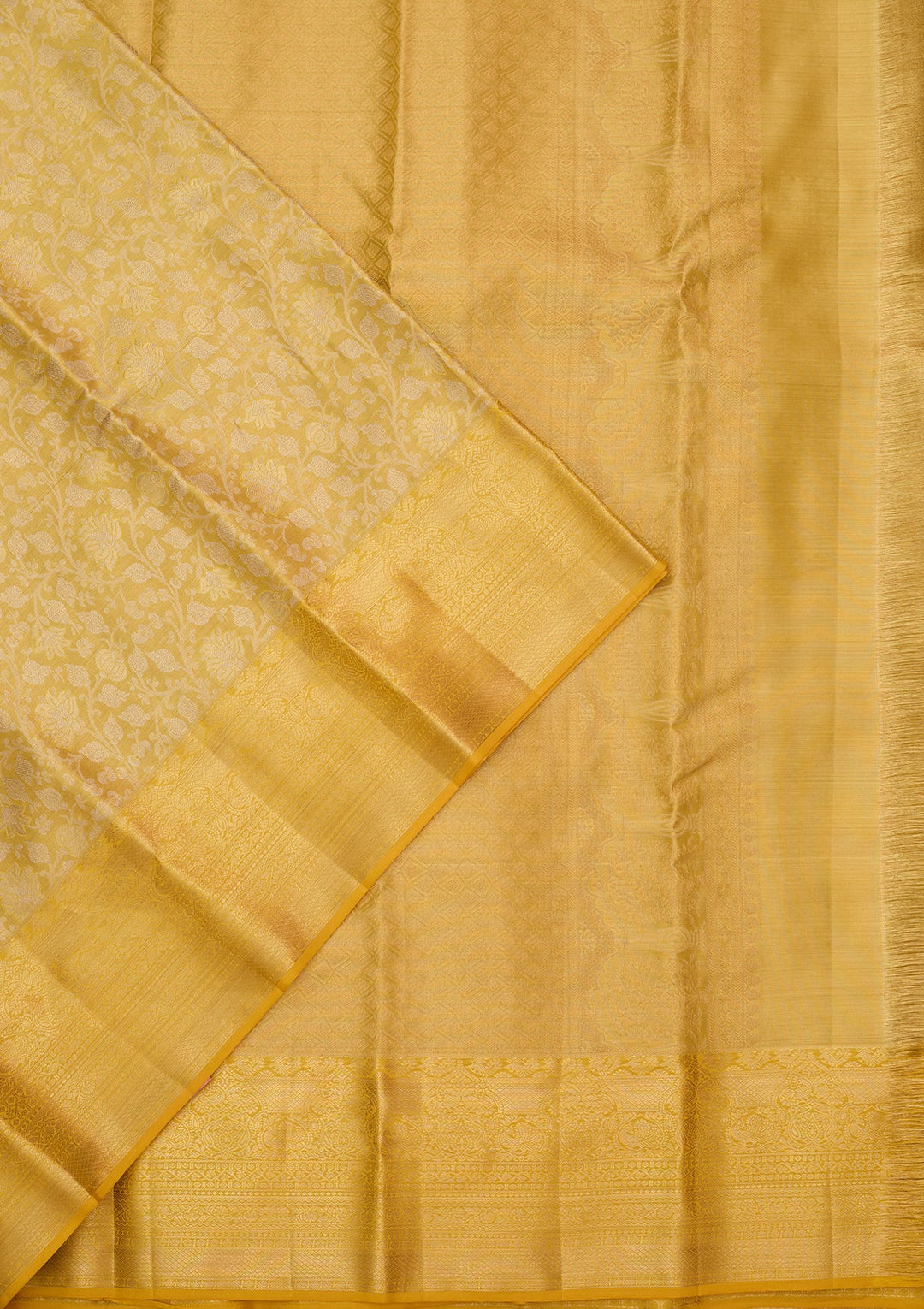 Yellow Dharmavaram Pure Silk Saree