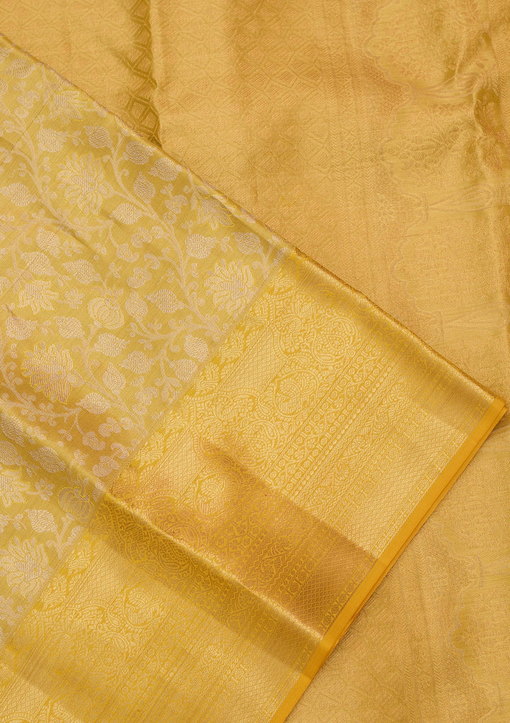 Yellow Dharmavaram Pure Silk Saree