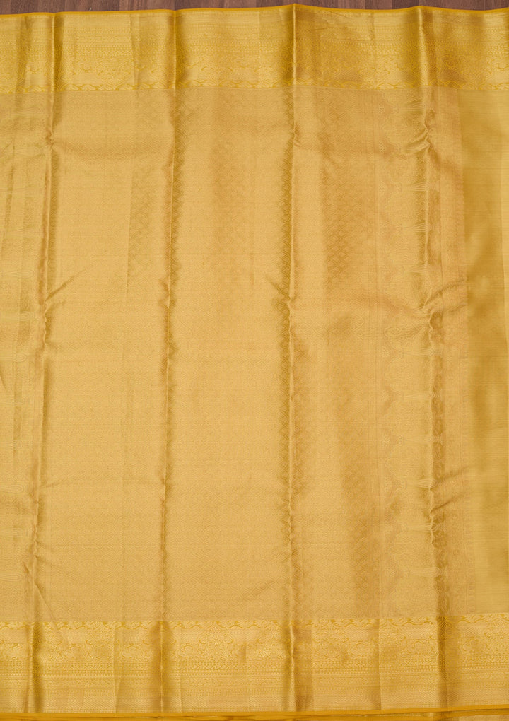Yellow Dharmavaram Pure Silk Saree