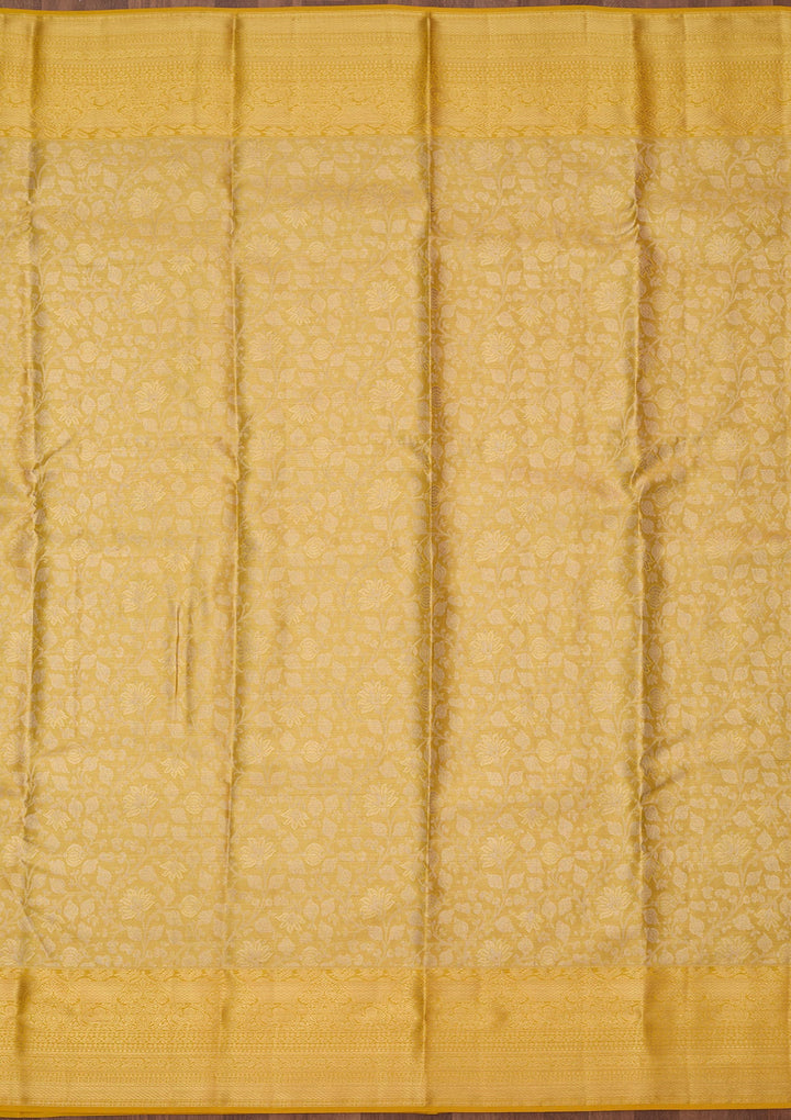 Yellow Dharmavaram Pure Silk Saree