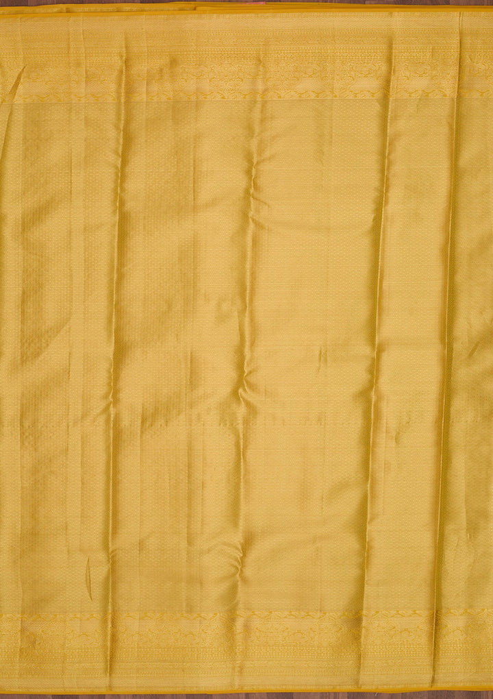 Yellow Dharmavaram Pure Silk Saree