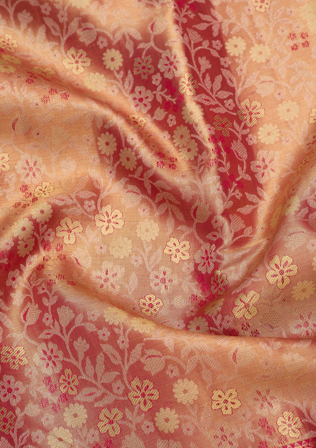 Peach Dharmavaram Pure Silk Saree