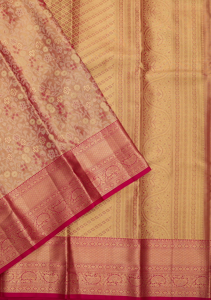 Peach Dharmavaram Pure Silk Saree
