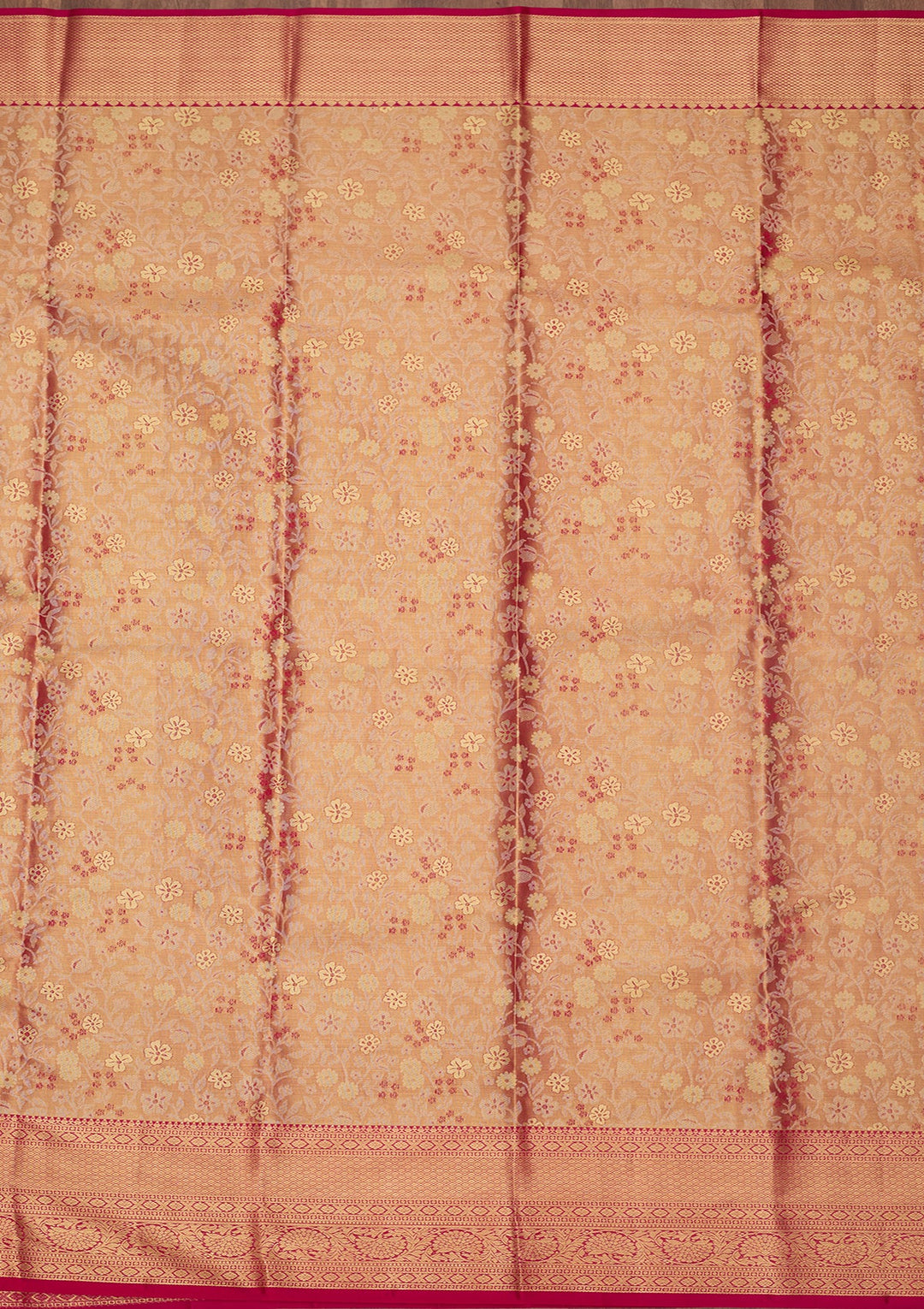 Peach Dharmavaram Pure Silk Saree