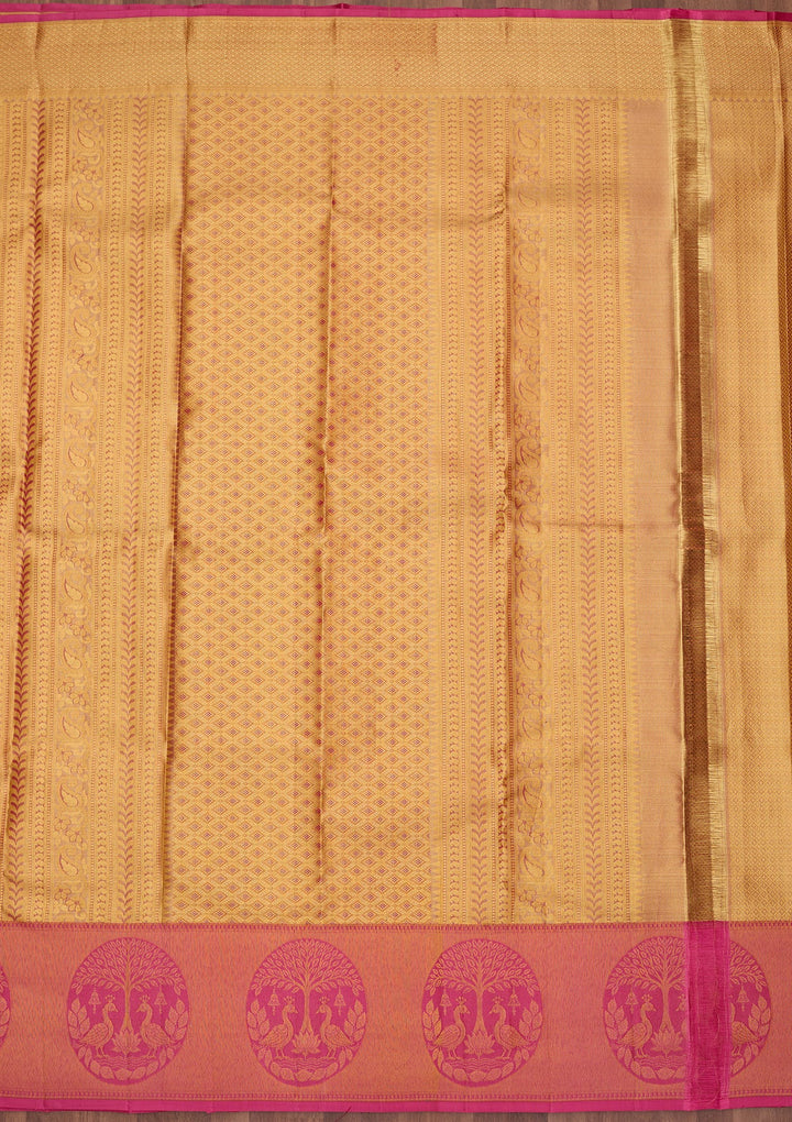 Peach Dharmavaram Pure Silk Saree