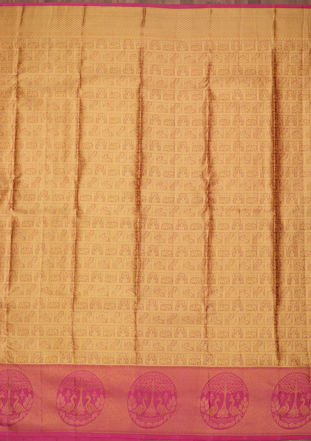 Peach Dharmavaram Pure Silk Saree