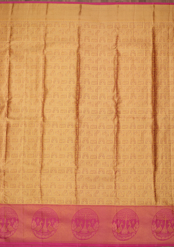 Peach Dharmavaram Pure Silk Saree