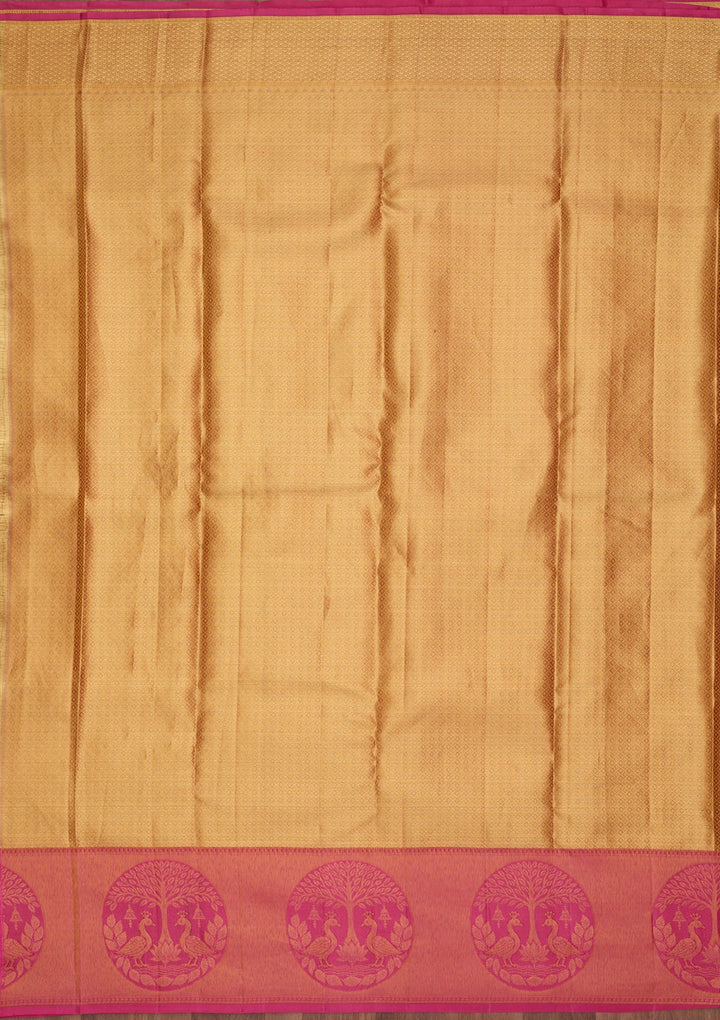 Peach Dharmavaram Pure Silk Saree