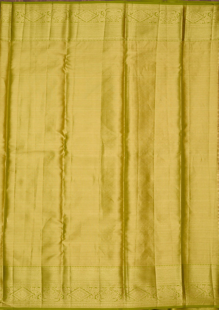 Parrot Green Dharmavaram Pure Silk Saree