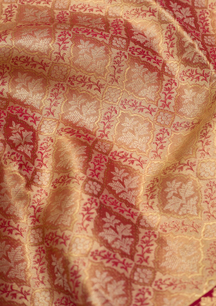 Peach Dharmavaram Pure Silk Saree