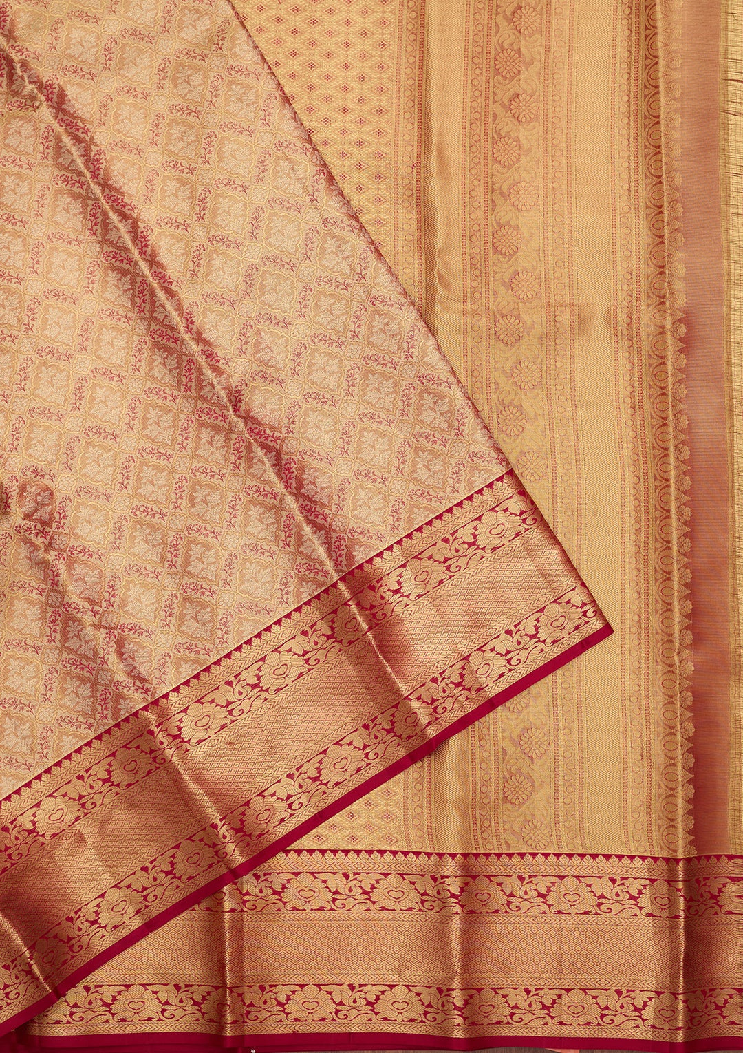 Peach Dharmavaram Pure Silk Saree