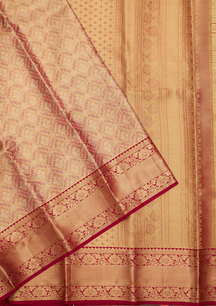 Peach Dharmavaram Pure Silk Saree