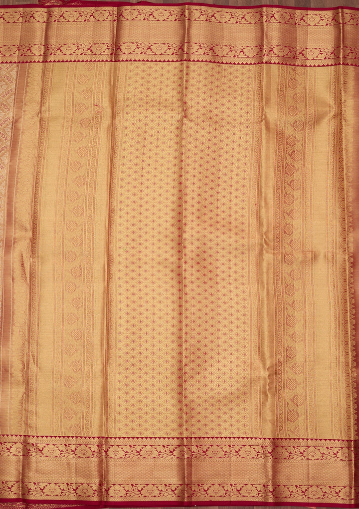 Peach Dharmavaram Pure Silk Saree