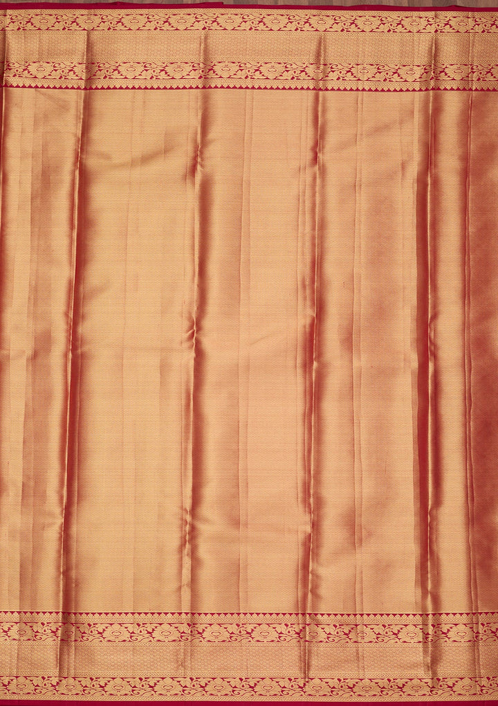 Peach Dharmavaram Pure Silk Saree