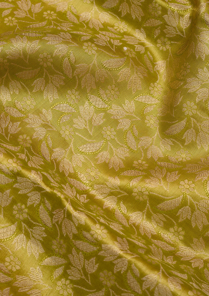 Parrot Green Dharmavaram Pure Silk Saree
