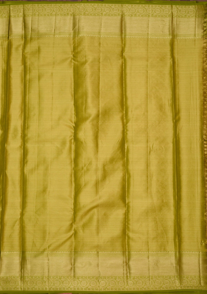 Parrot Green Dharmavaram Pure Silk Saree