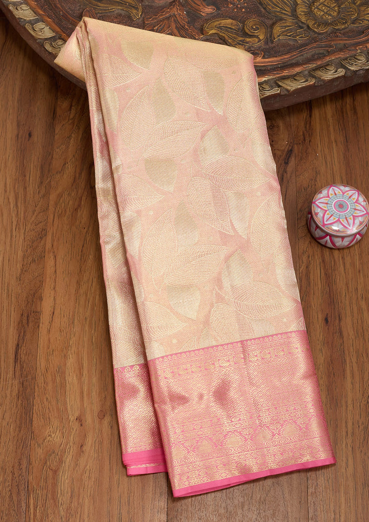 Pink Dharmavaram Pure Silk Saree