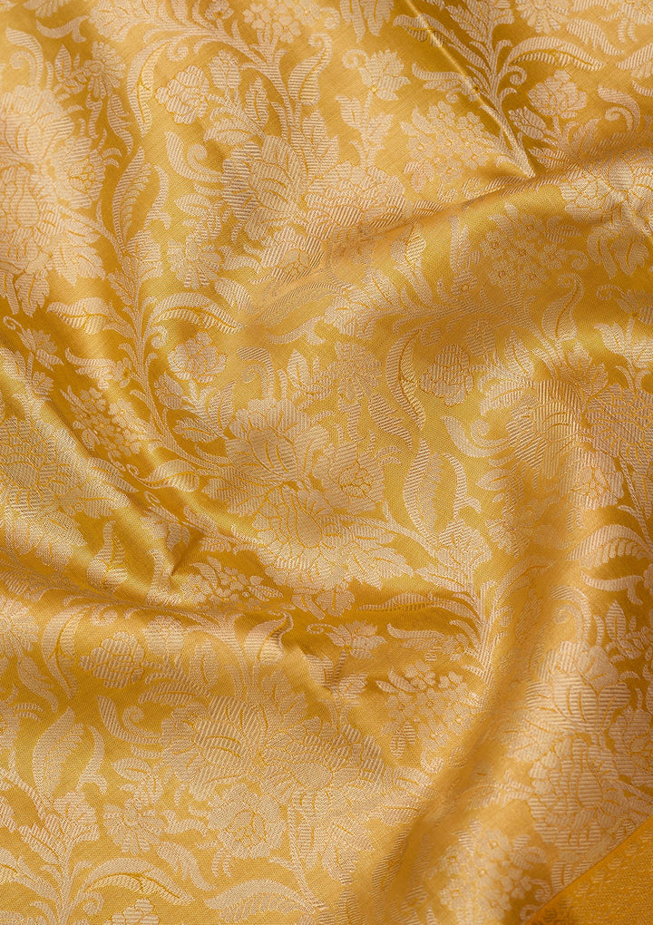 Yellow Dharmavaram Pure Silk Saree