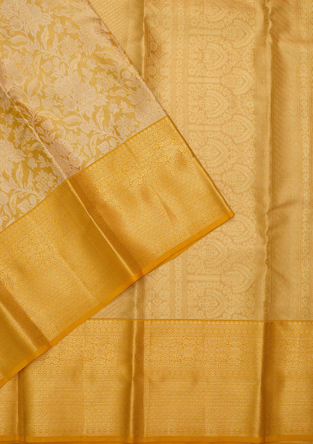Yellow Dharmavaram Pure Silk Saree