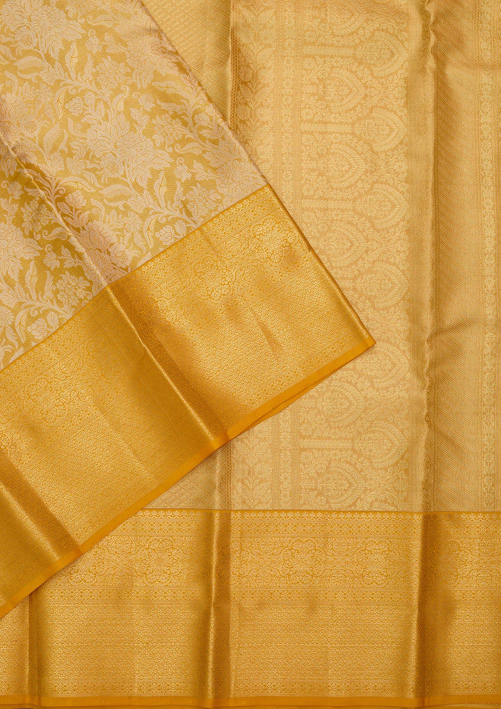 Yellow Dharmavaram Pure Silk Saree