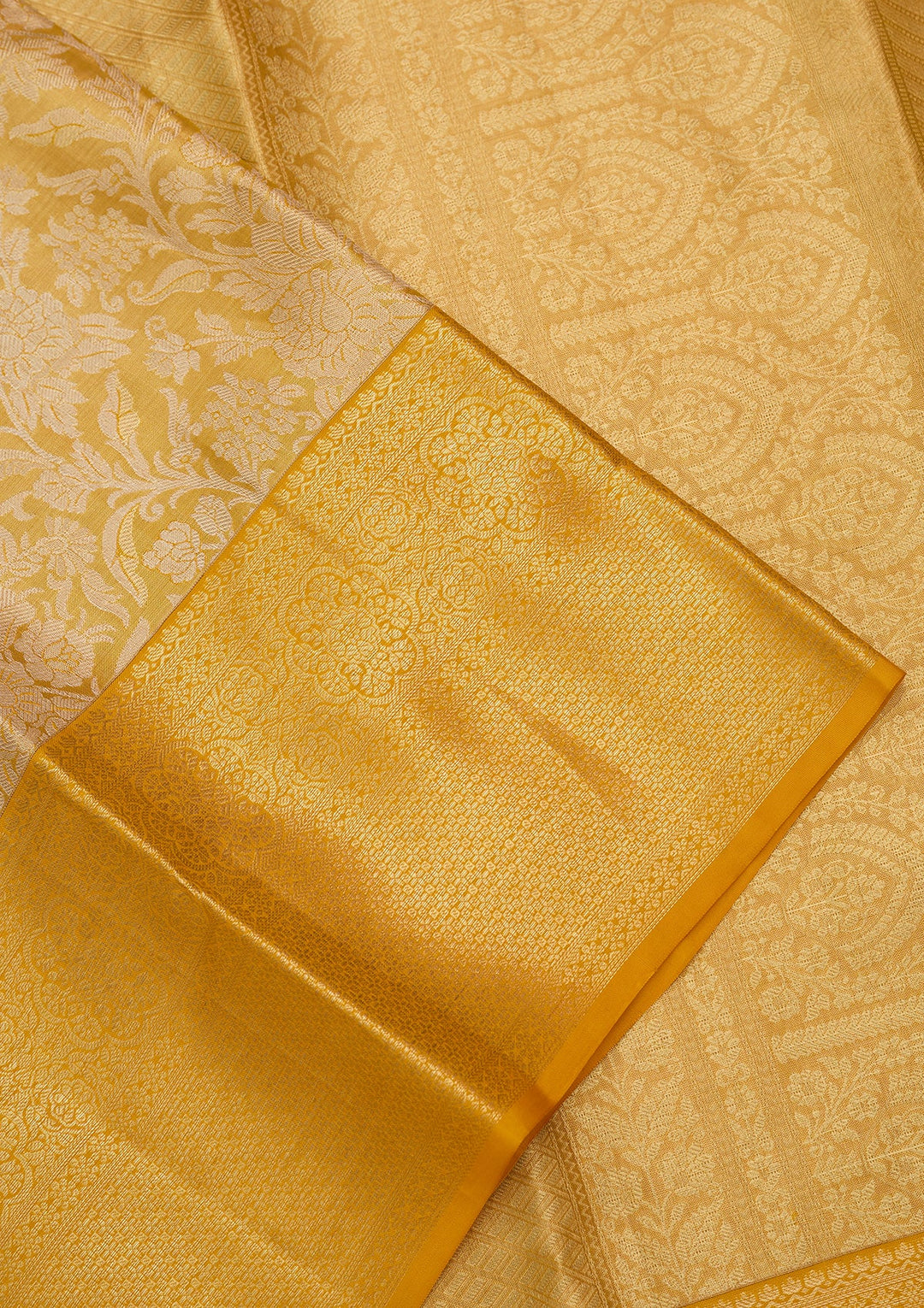 Yellow Dharmavaram Pure Silk Saree