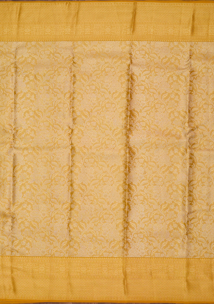 Yellow Dharmavaram Pure Silk Saree