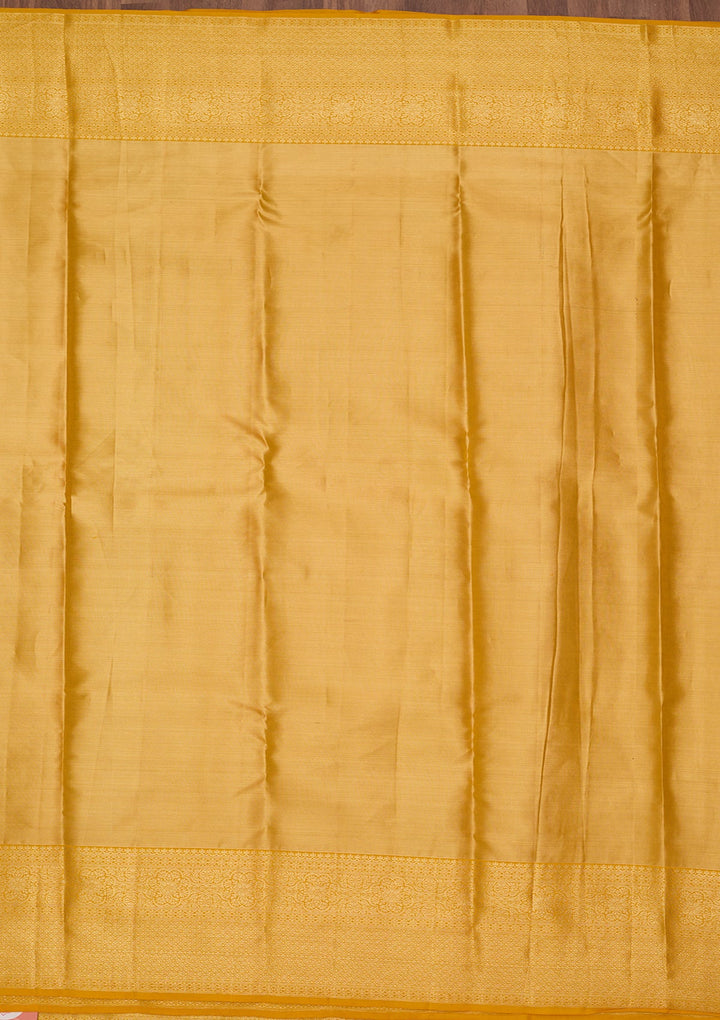 Yellow Dharmavaram Pure Silk Saree