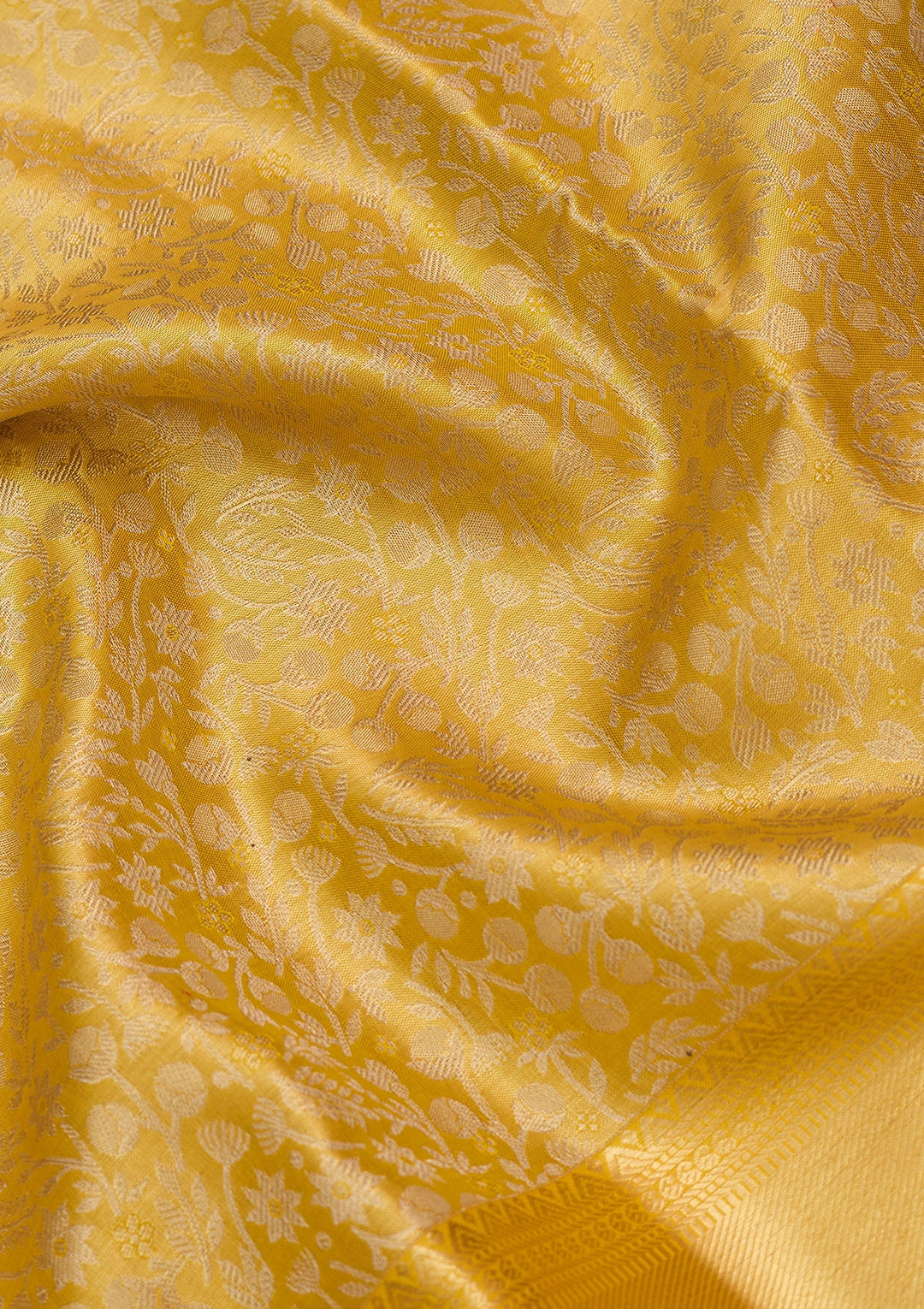 Yellow Dharmavaram Pure Silk Saree