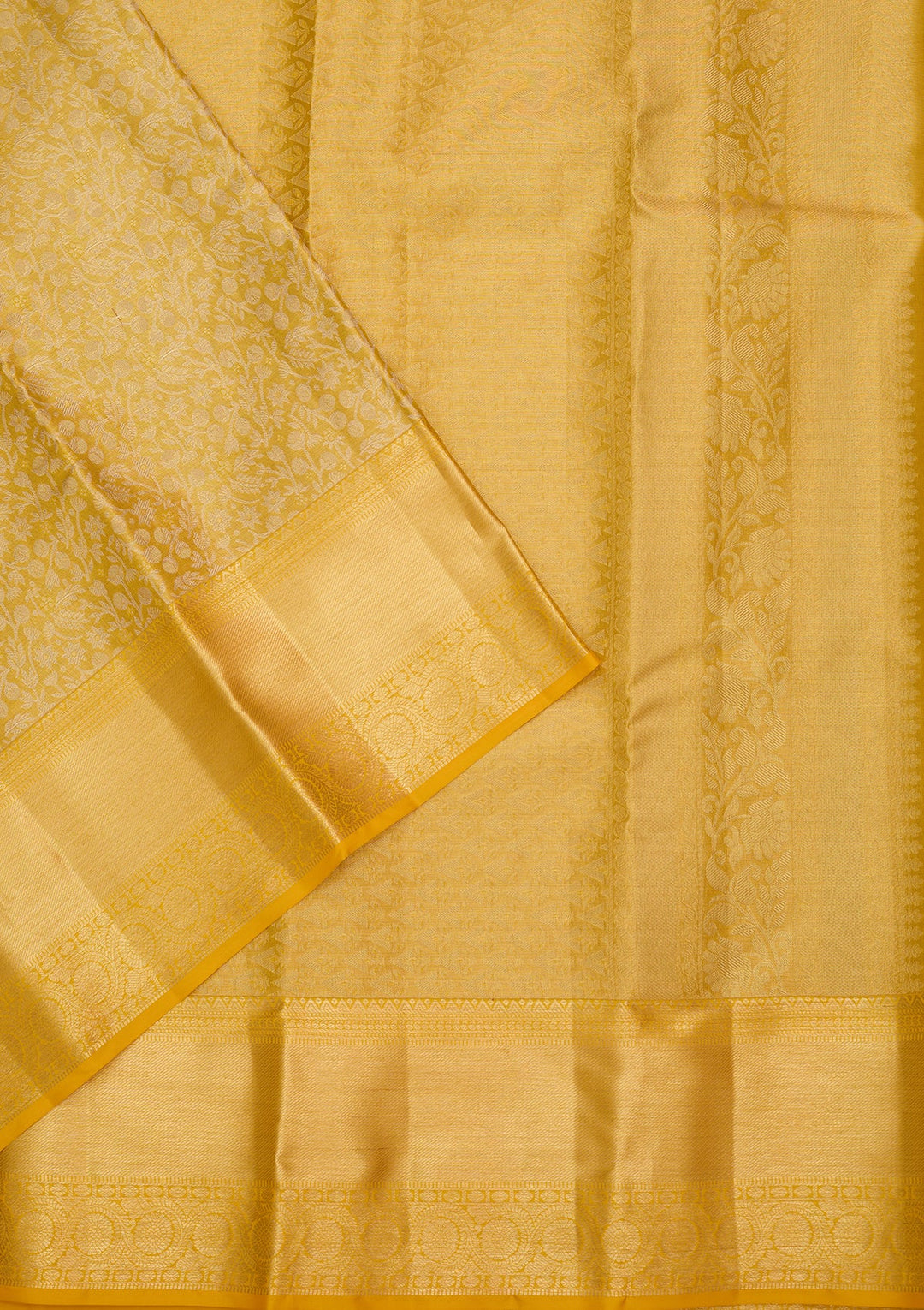 Yellow Dharmavaram Pure Silk Saree