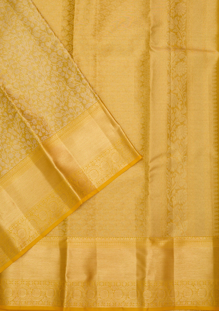 Yellow Dharmavaram Pure Silk Saree