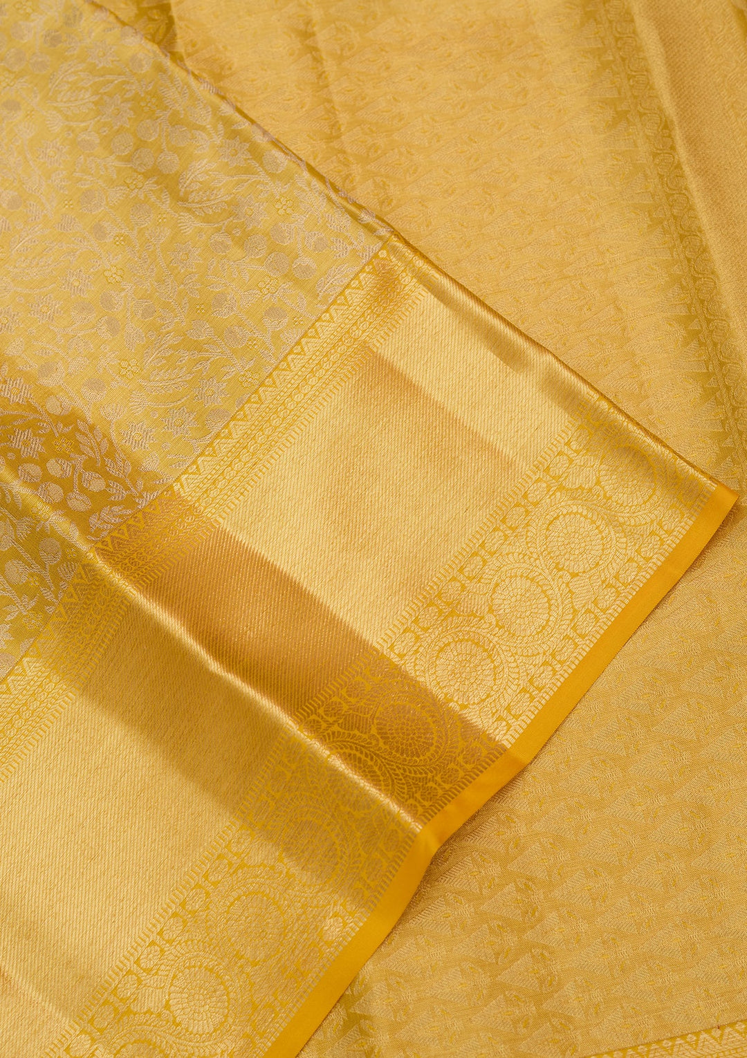 Yellow Dharmavaram Pure Silk Saree