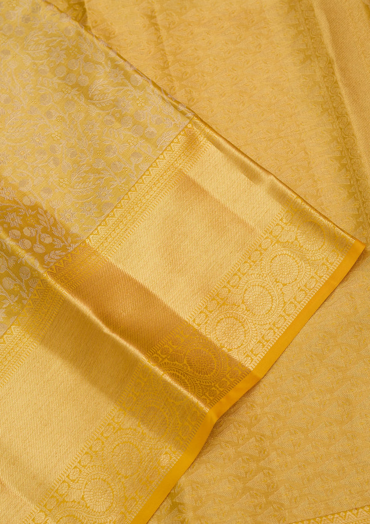 Yellow Dharmavaram Pure Silk Saree