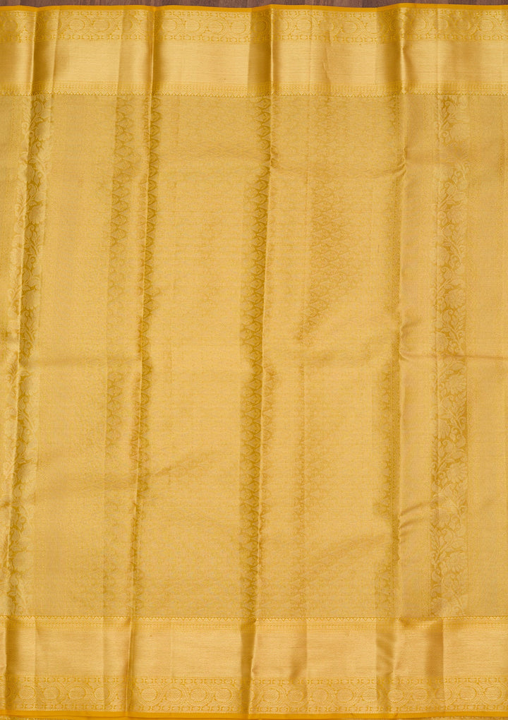 Yellow Dharmavaram Pure Silk Saree
