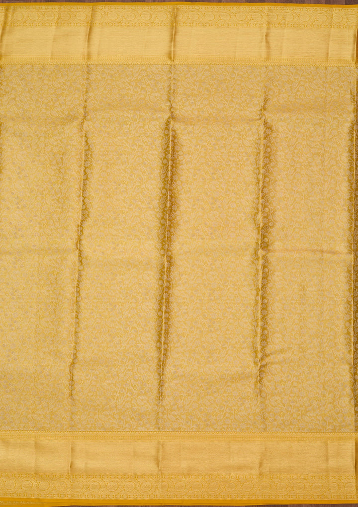 Yellow Dharmavaram Pure Silk Saree
