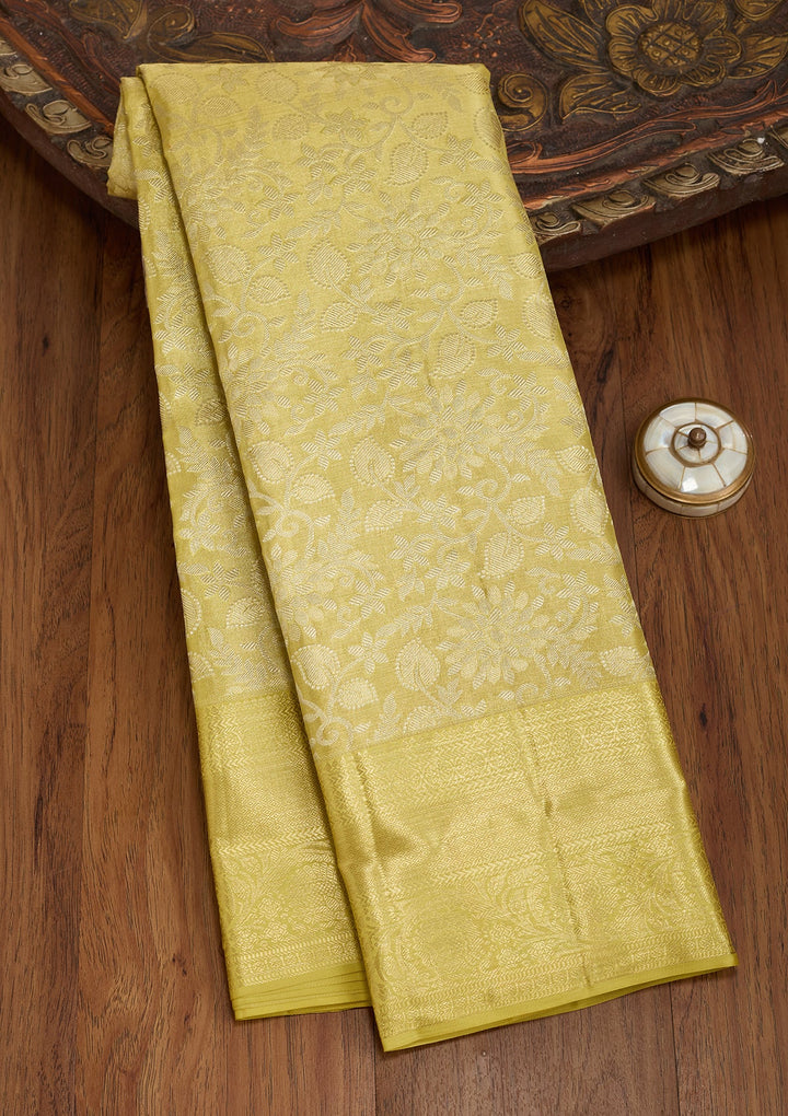 Pista Green Dharmavaram Pure Silk Saree