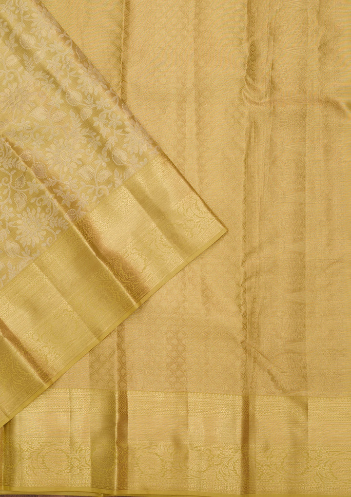 Pista Green Dharmavaram Pure Silk Saree