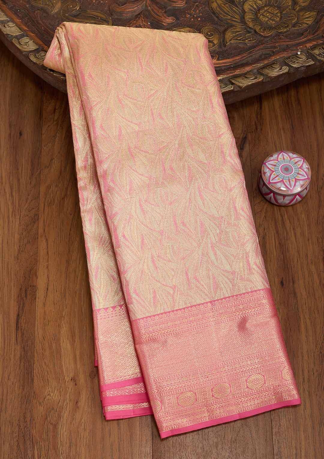 Pink Dharmavaram Pure Silk Saree