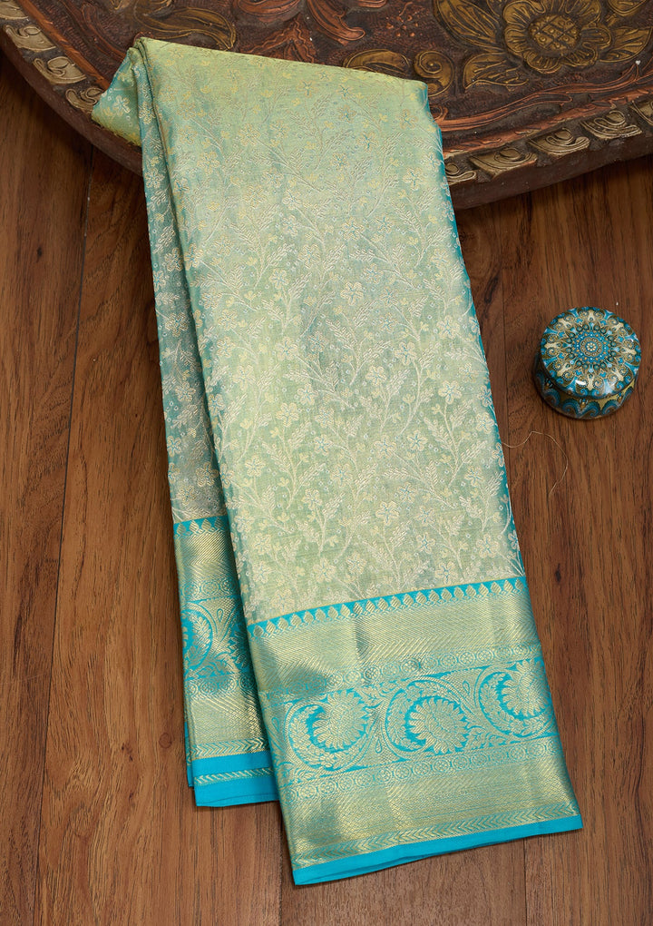 Sea Green Dharmavaram Pure Silk Saree