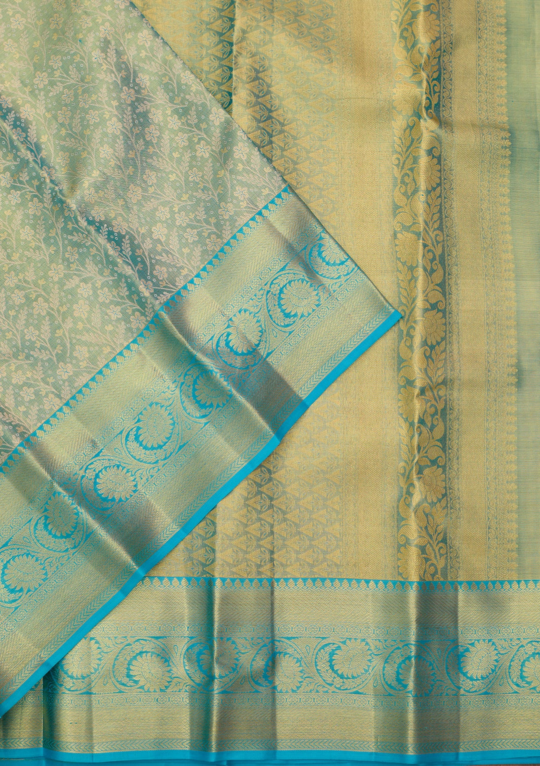 Sea Green Dharmavaram Pure Silk Saree