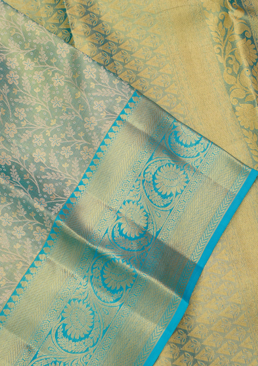 Sea Green Dharmavaram Pure Silk Saree
