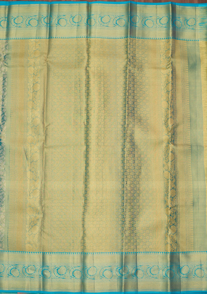 Sea Green Dharmavaram Pure Silk Saree